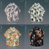 Camisa Floral de Manga Corta de Verano Estilo Japonés Estilo Hong Kong Retro Moderna Holgada para Hombres Playa Hawaiana Parejas