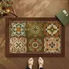Felpudo de entrada de bucle de seda vintage con PVC antideslizante, felpudo para recibidor, alfombrilla de suelo bohemia para el hogar, resistente a la suciedad y fácil de mantener