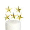 Decoración para Hornear Pastel Azúcar Falso Estrella de Cinco Puntas Tridimensional Bola Dorada Set de Tarjetas Decoración de Postre para Fiesta