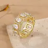 Joia Anel Hip-Hop Totalmente Cravejado em Ouro e Prata com Pedras Zircônia Coloridas Micro-Incustadas, Anel Chrome Hearts Moda de Rua Atacado
