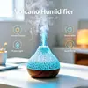 Umidificador em Formato de Vulcão, Luz Noturna que Muda de Cor com Textura Rachada, Umidificador de Névoa para Desktop para Quarto, Escritório, Decoração de Casa