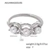 Anillo de Zirconia y Perla de Lujo Ligero con un Diseño Sencillo y Elegante, Exquisita Joyería de Anillo Abierto Ajustable para Mujer