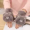Guantes de Peluche de Oso de Invierno Estilo Coreano Lindos Guantes Completos con Tapa Plegable para Estudiantes Mujeres, Forrados de Felpa, Cálidos y Gruesos, Venta al por Mayor