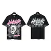 Comércio Exterior Nova Meichao Rua Principal Água de Lavar Cabeçalho Antigo Vintage Estampado Algodão Solto Gola Redonda Manga Curta Camiseta