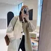 Nuevo estilo de otoño gabardina de longitud media estilo granja con cuello de pana contrastante ropa de trabajo vintage para mujer