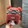 Chapéu de lã tricotado infantil com orelhas quentes orelhas de urso fofas aquecimento outono e inverno para bebês meninos e meninas chapéu de desenho animado