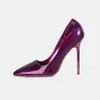 Salto Alto Francês 12cm Tamanho Grande Cor Sólida Sexy Bico Fino Boate Banquete Etiqueta Modelo Passarela Salto Fino Sapatos de Salto Único