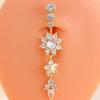 Venda quente de comércio exterior flor novo piercing de umbigo aço inoxidável redondo zircão joia piercing corporal pingente piercing de umbigo
