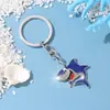 Serie Oceánica Dibujos Animados Tiburón Llavero Colgante Accesorios Incrustaciones de Diamantes Goteo de Aceite Amazon Aliexpress Modelo Más Vendido