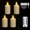 Luz de Vela Electrónica LED Modelo Recargable con Forma de Columna Romana para Fiestas en Casas de Vacaciones con Control Remoto y Funciones Regulables, Juego de 3/4/6/9 Piezas