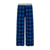 Calça Casual Xadrez Color Block Retrô Americana para Homens, Estilo de Rua Solto, Calça Longa Reta Versátil Color Block