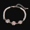 Pulseira romântica de strass brilhante Pulseira coreana de rosa raquete joia de rua B087
