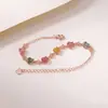 Pulsera de Plata de Ley S925 con Turmalina Yuebao Jewelry Mariposa Trébol de Cuatro Hojas Versátil Estilo para el Trabajo Pulsera en Capas con Piedras Preciosas de Colores Venta al por Mayor