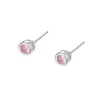 Pendientes de Botón Redondos Geométricos de Plata Pura 999 para Mujer, Diseño de Nicho de Lujo Ligero con Circonita de Colores, Estilo Fresco, Pendientes Amigables con los Oídos al por Mayor