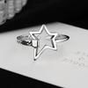 Anel de Prata Esterlina S925 Star Retro Thai Silver Personalidade Irregular Oco Estrela de Cinco Pontas Cadeia Aberto Anel de Dedo Indicador