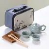 Juego de Té de Cerámica Dehua Ge Kiln Caja de Regalo Pequeña Juego de Té Kung Fu Cerámico Venta al por Mayor Personalizado Regalo para Evento de Inauguración Juego Pequeño