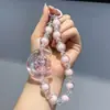 Cadena de Teléfono Móvil Colgante de Muñeca con Llavero de Abalorios Hecho a Mano de Acrílico Electrochapado de Alta Calidad Estilo Ins