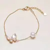 Conjunto Colar e Pulseira Borboleta Pérola de Água Doce Zhuji Madrepérola Joias Simples Moda Temperamento Atacado