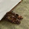 Versão em Pele de Ovelha~Sapatilhas de Tira Cruzada com Estampa de Leopardo Estilo Coreano, Sapatos Mary Jane de Bico Redondo de Couro Genuíno de Nicho de Alta Qualidade para Mulheres
