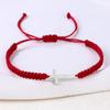 Pulsera tejida roja hecha a mano popular de Amazon para hombres y mujeres, pulsera de pareja con cruz de acero inoxidable transfronteriza europea y americana