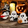 2026 Decoraciones de Escritorio de Halloween de Venta Caliente Transfronterizas Calabaza de Madera con Luz Fantasma Bruja Decoraciones para Fiesta de Halloween