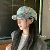 Gorra Newsboy Retro a Cuadros Degradados Japonesa para Mujer, Nuevo Estilo Británico de Otoño, Versátil para Circunferencia de Cabeza Grande, Gorra Newsboy Adelgazante