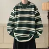 Nuevo suéter de rayas retro para pareja transfronteriza, estilo suelto y relajado para hombre, top de punto de cuello redondo, con bloques de color, suave y cómodo, moderno