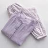 Pijama para Mulheres na Primavera e Outono Imitação de Algodão Tecido Amassado Manga Longa Cor Pura Tamanho Grande Roupa de Casa Conjunto Feminino High-End Pode Ser Usado Fora