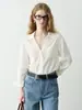 Camisa Blanca para Mujer Estilo Aurora USHEEN, Diseño Francés, Adorno Único de Encaje, Blusa Holgada de Cuello en V