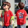 Estilo Casual Manga Curta Crianças Pequenas, Médias e Grandes Verão 2026 Nova Camiseta para Meninos Ensino Fundamental Meninos Top 100% Algodão Camiseta com Desenho