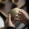 Taza de maestro de horno Ding Mo Ji taza de té floral ganso salvaje tallado peonía taza de té de cerámica taza de té de arcilla antigua