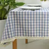 Tecido para Toalha de Mesa Pastoral Fresca Toalha de Mesa de Jantar Toalha de Mesa Toalha de Mesa de Chá Xadrez Pequeno Verde Renda Impermeável Atacado Novo Produto