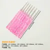 Juego de Ganchillos Transparentes Rosas con Óxido de Aluminio de Cristal y Mangos de Plástico de Colores, Herramientas de Ganchillo DIY para Ventas Transfronterizas