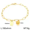 Pulsera Cuadrada de Moda con Letras Inglesas (26), Cadena Sencilla Tipo Clip Estilo Ins, Bola Redonda, Acero de Titanio Chapado en Oro de 18K