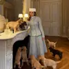 Estilo Europeo Amazon AliExpress Venta Caliente Moda Tendencia Versátil Temperamento Cintura Ceñida Adelgazante Conjunto de Falda