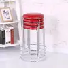 Banqueta redonda de plástico para uso doméstico, banqueta redonda alta simples e estilosa com estrutura de aço espessada, banqueta de mesa de jantar, banco atacado