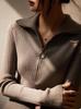 Top de punto con media cremallera para mujer otoño e invierno Nuevo Elegante sencillo moda casual para ir al trabajo adelgazante top básico comercio exterior
