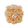 Cuentas Redondas Caladas de Zirconia Chapadas en Oro de 14K, Cuentas Barril, Cuentas de Rueda con Agujero Grande, Accesorios para Colgante Pulsera Collar DIY, Venta al por Mayor