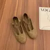 Diseño Estilo Coreano con un Toque de Alta Gama, Nuevos Zapatos Planos de Gamuza con Tira en T y Punta Redonda Estilo Retro, Versátiles Zapatos Mary Jane