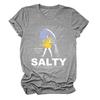 Estación Independiente de Ebay Europea y Americana Ropa Casual y Cómoda para Mujer Salada Todo Allí Sabores Camiseta de Manga Corta con Cuello Redondo