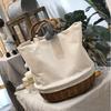 Cesta de Armazenamento de Vegetais Nórdica Portátil Transfronteiriça Sacola de Compras Cesta de Armazenamento de Rattan Feita à Mão Sacola de Lona Costura Cesta de Piquenique