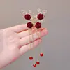 Pasador de borla de rosa roja estilo chino para mujer, para la parte trasera de la cabeza, media coleta, recogido, pinza de tiburón, pinza para el pelo de alta calidad, accesorios para el pelo
