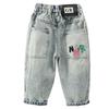 Jeans de Letras Bordadas para Niño Primavera y Otoño Pantalones Casuales Modernos para Niño Pantalones Modernos para Niño para Comercio Exterior