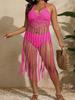 Nuevo Vestido de Tirantes con Lentejuelas y Empalme Transfronterizo Europeo y Americano para Mujer de Talla Grande, Vacaciones, Flecos Largos, Cubre Bikini