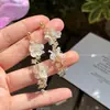 Aretes de Borla con Colgante de Flor Azul Menta para Mujer, Estilo Vacaciones de Verano en la Playa, Aretes de Botón Estilo Bosque Nuevo