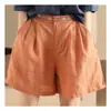 Exportar ropa de mujer: pantalones anchos de algodón y lino con cintura elástica bordada retro, shorts versátiles de trabajo casual artístico