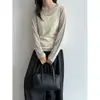 Blusa de tricô Luxi 9 cores estilo coreano leve gola redonda para mulheres Outono 2026 estilo suave peça íntima base ss1032