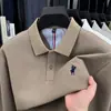 Nueva Camiseta de Algodón Puro de Manga Larga para Hombre de Paul con Cuello Polo y Logo de Caballo Bordado Ropa para Hombre de Primavera y Otoño