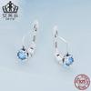 Amazon Hot Sale Sterling Silver s925 Simples Azul Zircônio Ear Buckle Retro Moda Azul Zircon Oco Brincos Brincos