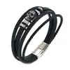 Pulseras de Joyería Europeas y Americanas Transfronterizas para Hombres Pulseras de Cuero Trenzado Multicapa Accesorios Venta al por Mayor Moda Pulseras Geométricas Personalizadas